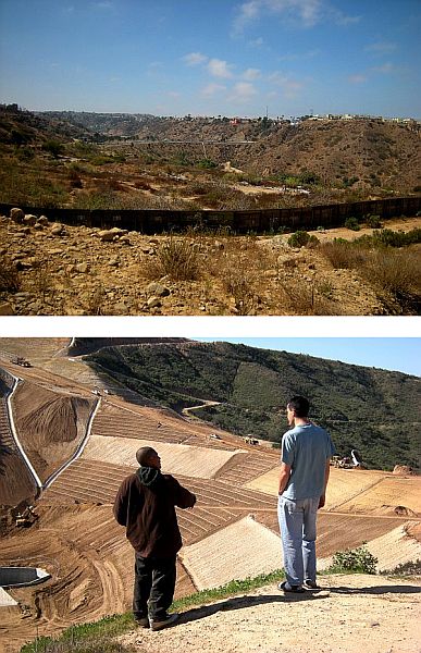 Smugglers Gulch before and during the Triple Fence project  (photos by Jill Marie Holslin)