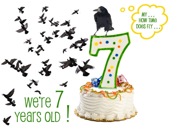 Bird blog's 7th Birthday Cake (graphic by Joan Guerin)