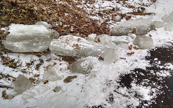 Icicles crashed to the ground (photo by Kate St. John)