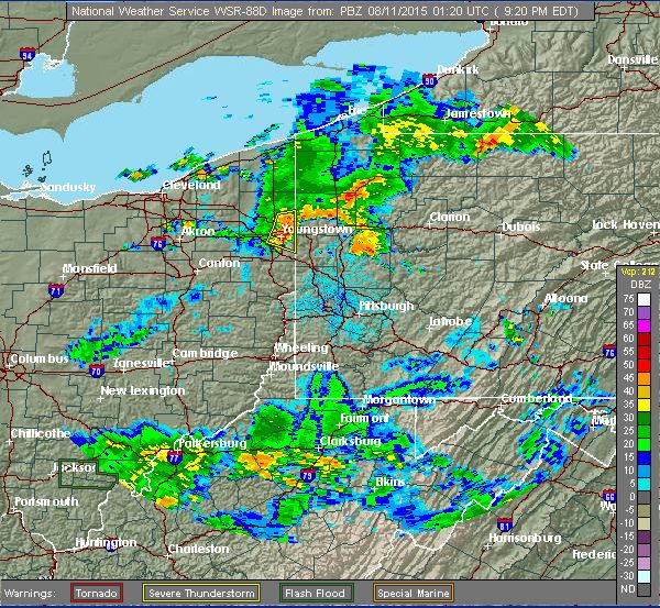 It's raining everwhere but here (Radar image from National Weather Service, Pittsburgh)