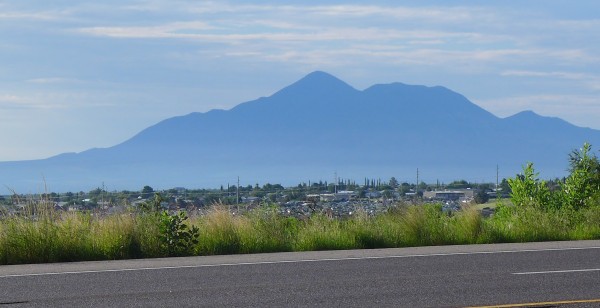 Sierra San Jose in Mexico, seen in the distance (photo by Kate St. John)