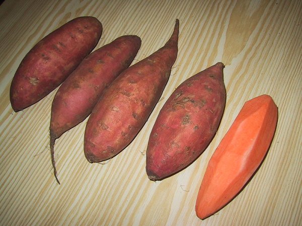 Sweet potatoes or yams (photo by Jérôme Sautret via Wikimedia Commons)