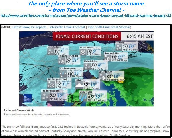 screenshot from winter storm newson The Weather Channel, 23 Jan 2016. Click on the image to read the story.