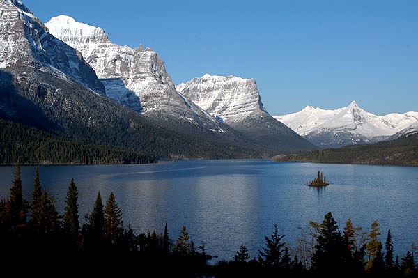 Saint Mary Lake at Glacier National Park (photo by NPS via Wikimedia Commons)