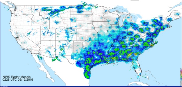 A good night for migration in the eastern U.S. (radar mosaic from NWS, 11 Sep 2016, 22:28 EDT)