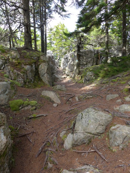 The trail goes to the light, a gap in the rocks, September 2014 (photo by Kate St. John) 