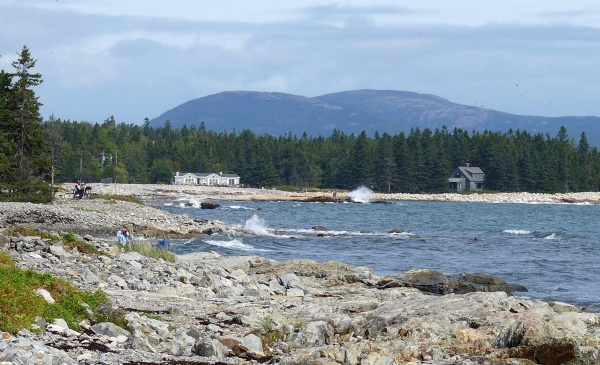 The deserted mountains of Mount Desert Island: Sargent and Cadillac as seen from Seawall, September 2014 (photo by Kate St. John)