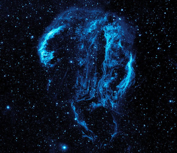 Cygnus Loop Nebula in UV light (photo from NASA via Wikimedia Commons)