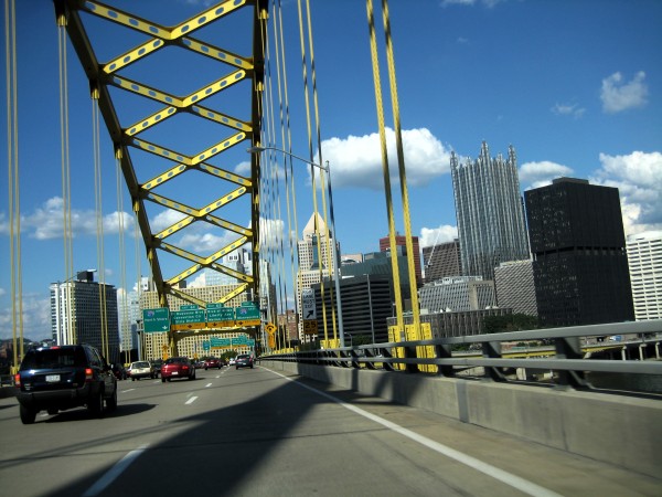 Downtown Pittsburgh from the Ft Pitt Bridge (photo from Wikimedia Commons)