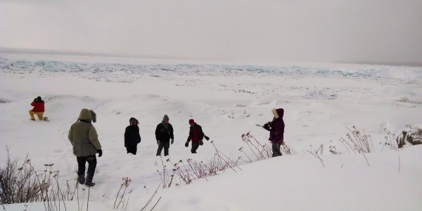 Walking on Lake Superior, 16 Feb 2014 (photo by Kate St. John)