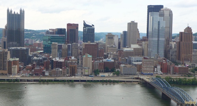 View of Downtown Pittsburgh from Mt.Washington, June 2016 (photo by Kate St.John)