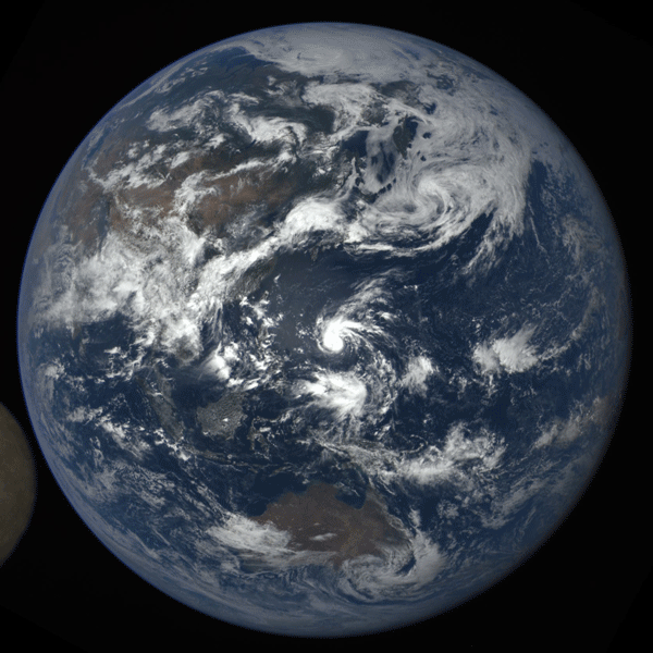 NASA's EPIC camera captures the dark side of the moon as it travels between Earth and the DSCOVR satellite (animation from NASA)