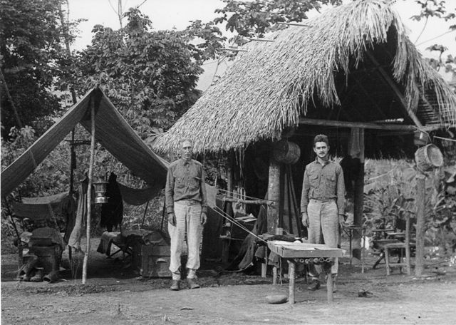 Meb Carriker and his son Mel collecting birds in the Beni River region of Bolivia, South America, 1934-1935 (photo linked from Smithsonian archives blog)