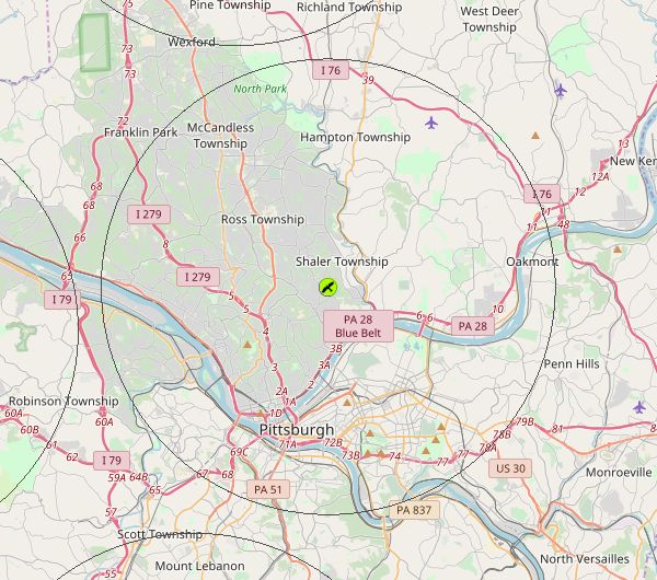 Map of Pittsburgh Christmas Bird Count (PAPI) from audubon.org