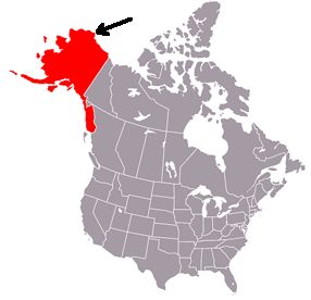 Barrow, Alaska locator map (image from Wikimedia Commons; arrow added)