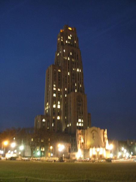 Cathedral of Learning at night, Dec 2007 (photo from Wikimedia Commons)