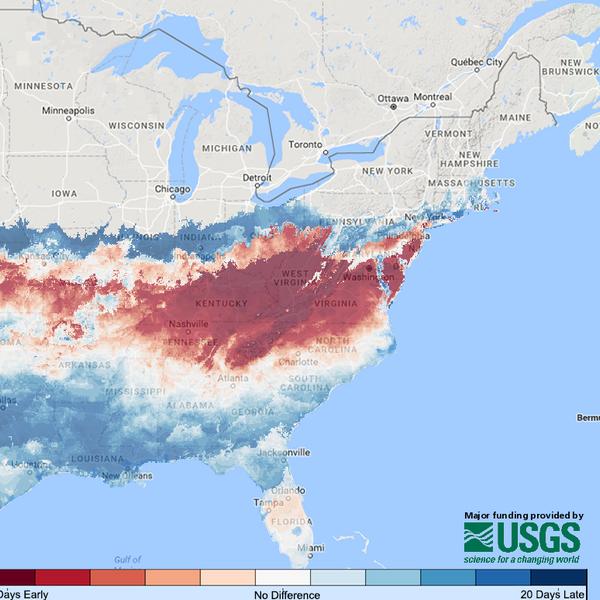 First leaf Anomaly, 14 April 2018 from usanpn.org