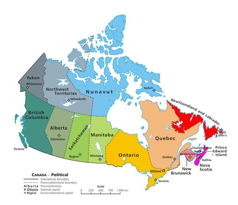 Map of Canadian Provinces (image from Wikimedia Commons)